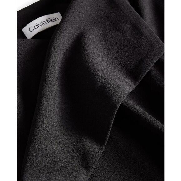 Calvin Klein Women's Belted Sleeveless Faux-Wrap Sheath Dress - Black 4 - Picture 8 of 8